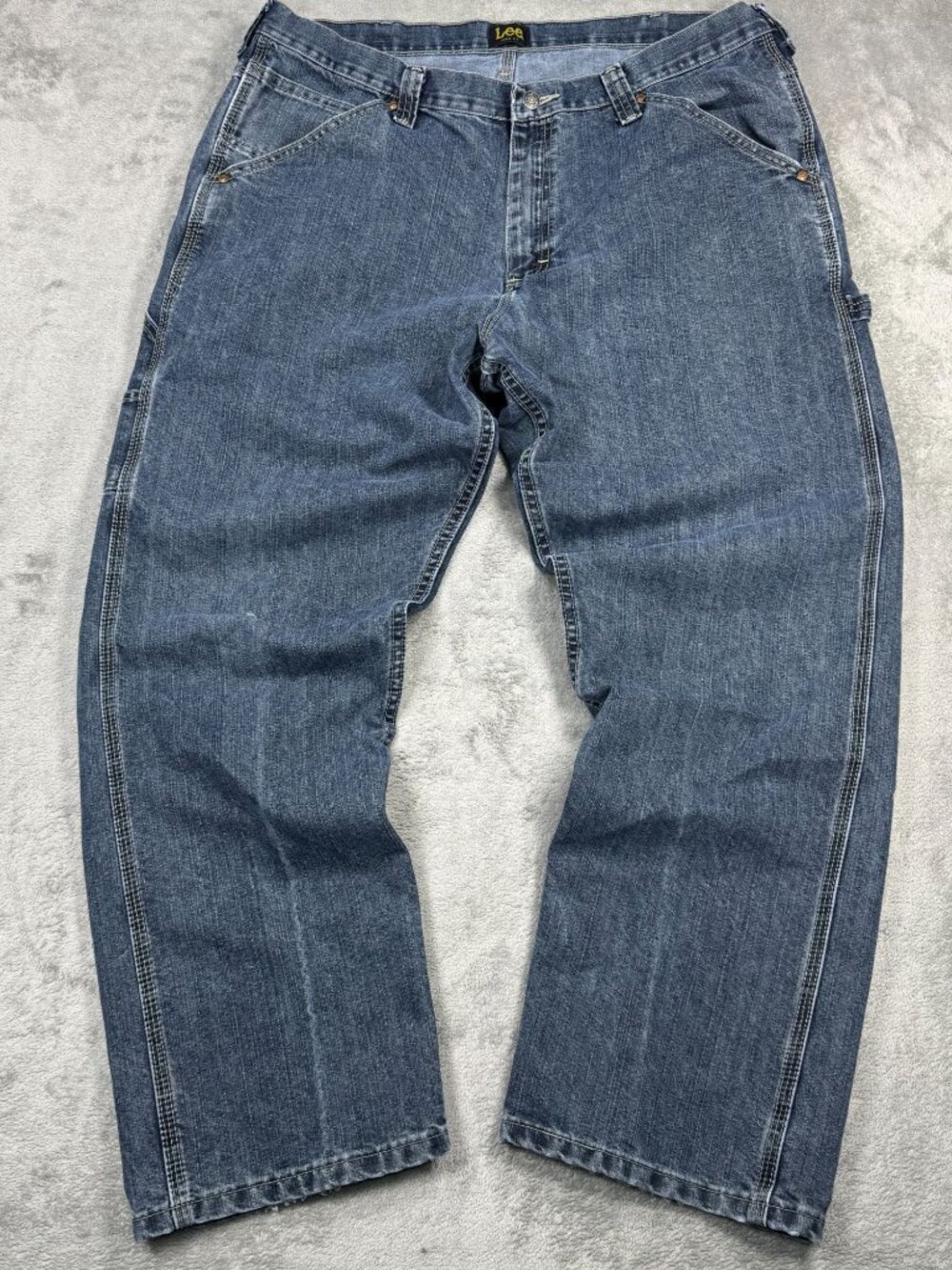 Vintage Y2K LEE Loose Fit Carpenter Jeans Grunge Utility 2000s Skater Gorpcore - Picture 10 of 14